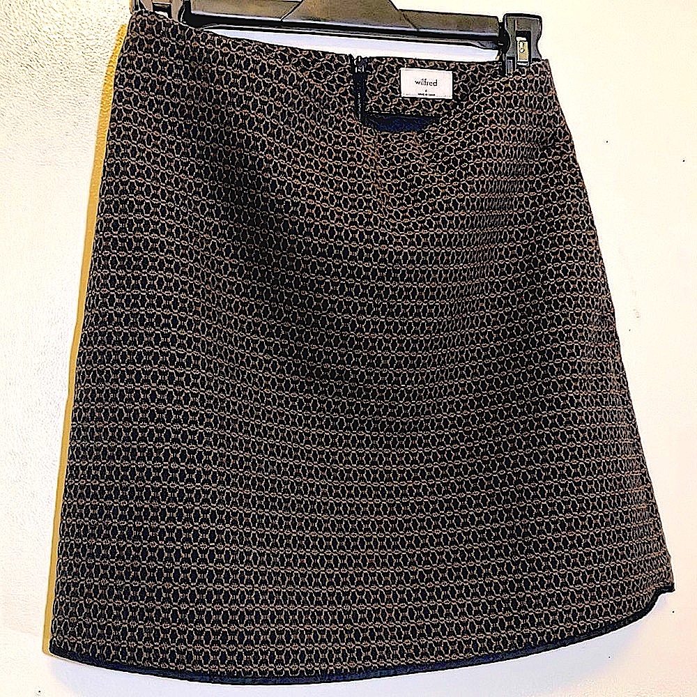 Wilfred A-Line Mini Skirt for Work in Brown and Black